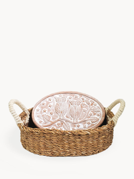 Owl Oval Bread Warmer & Basket