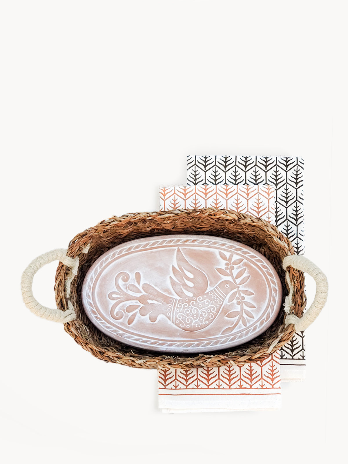 Bird Oval Bread Warmer & Basket Gift Set