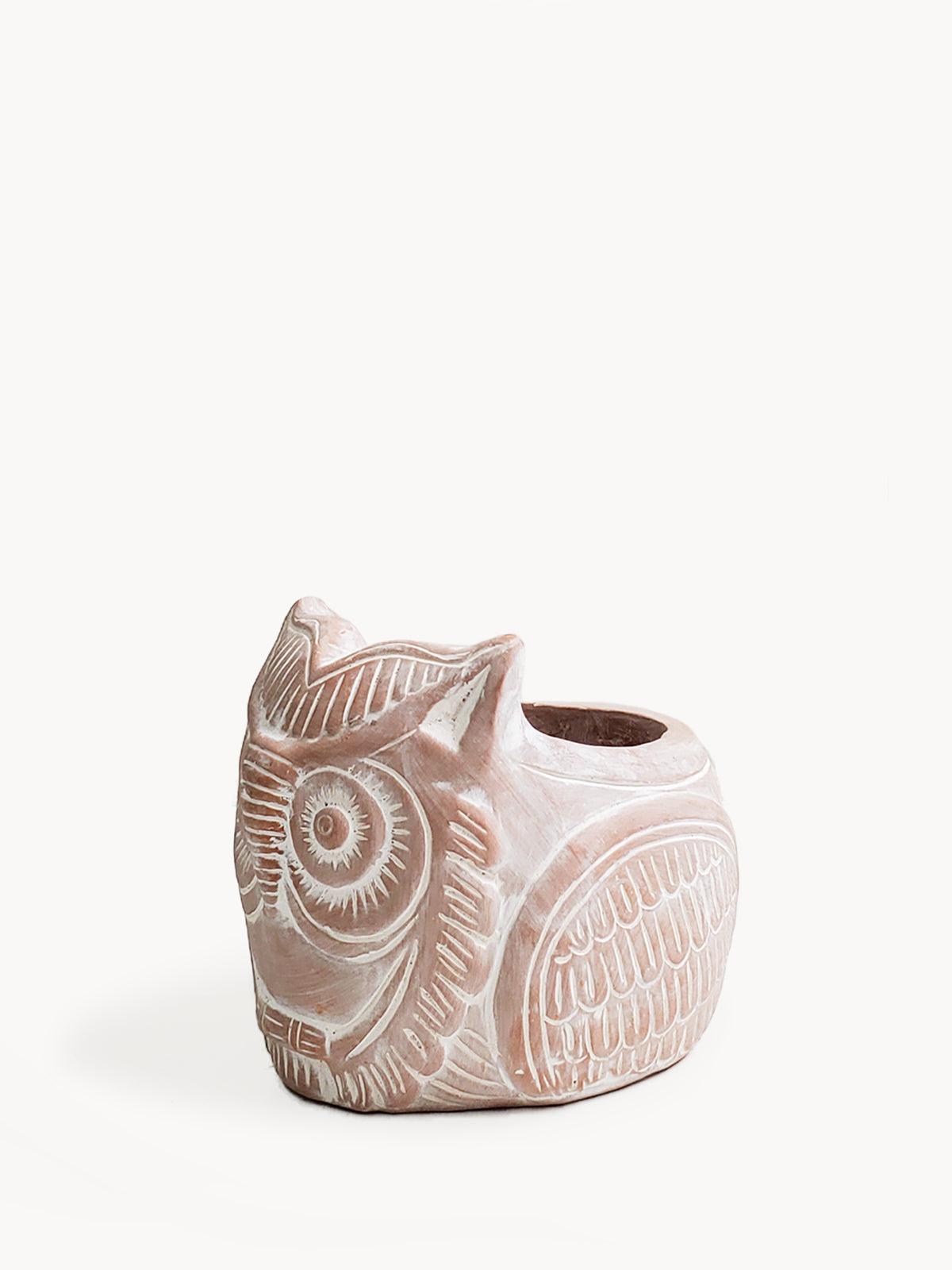 Horned Owl Terracotta Pot - Plant Paradise Boutique