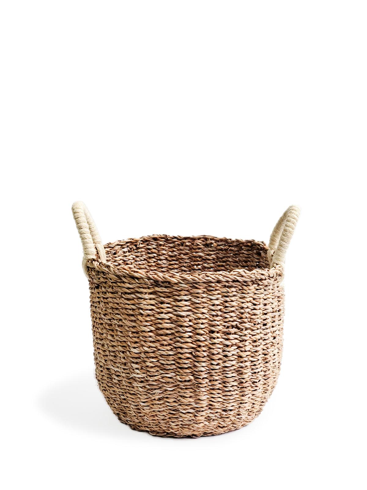 Savar Basket with White Handle - Plant Paradise Boutique