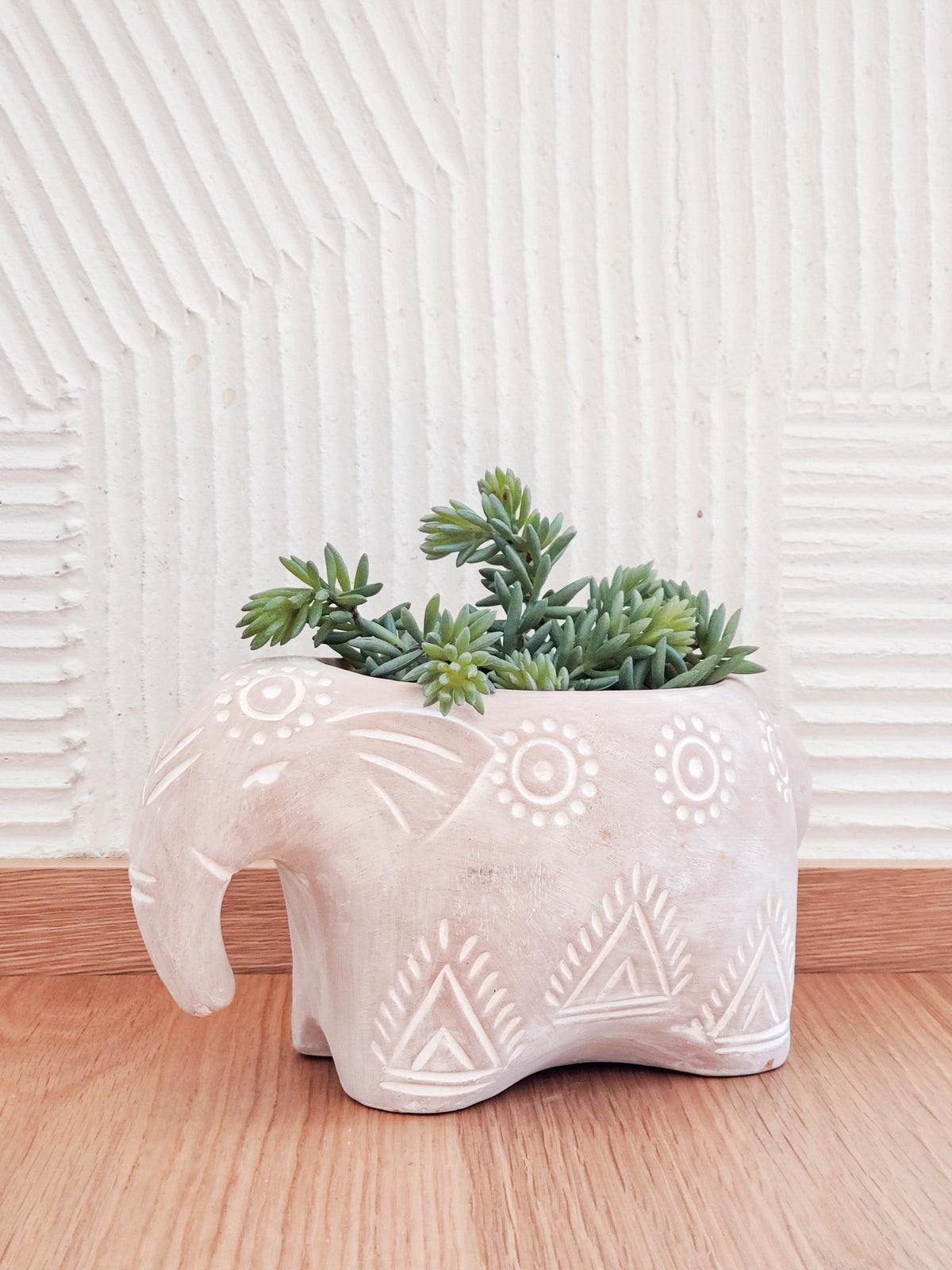 Folk Elephant Pot - Plant Paradise Boutique